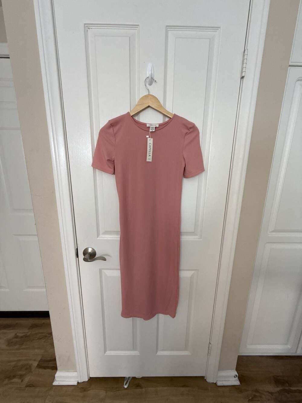 Capella Ribbed Midi Dress Pink Size M